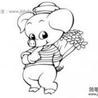 拿着鲜花的小猪