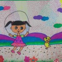 快乐跳绳记六一儿童节简易画作品展示