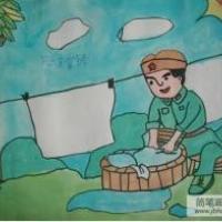 学习雷锋好榜样小学生水彩画欣赏