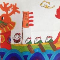 粽子家族的龙舟赛一年级端午节绘画图片展示