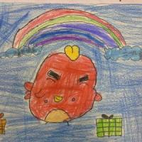 六一儿童画作品欣赏-吊丝鸡的幸福生活