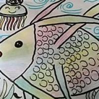 海底世界彩色卡通的鱼儿童画