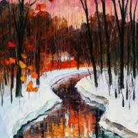 森林的冰雪国外油画作品在线看
