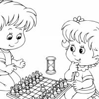 小男孩和小女孩下棋