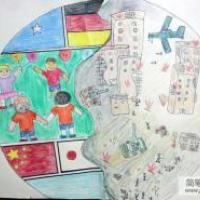 抗战7o周年儿童画图片-和平地球