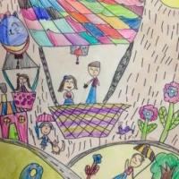 小学生暑假画作品之开开心心过暑假