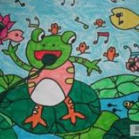 儿童画小青蛙爱唱歌