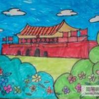 关于国庆节儿童画-我爱北京天安门