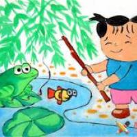 儿童中国画，钓鱼乐