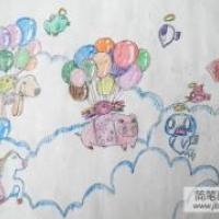 气球飞行队儿童画画作品