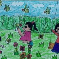 庆六一儿童节儿童画-我们的欢乐世界