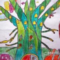 三等奖儿童环保科幻画《绿色家园》