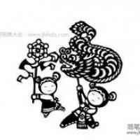 国庆节舞狮简笔画