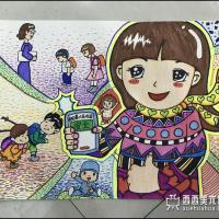 小学生二等奖获奖科幻画《校园暴力监测器》赏析