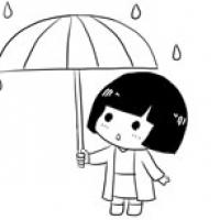 打雨伞的小女孩简笔画图片素材