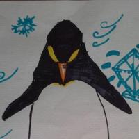 儿童水彩画作品-小企鹅和妈妈