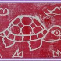 儿童版画 爬行的乌龟