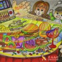 关于食品安全的儿童科幻画获奖作品《便携式食品安全检验转化仪》
