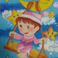 在月亮上荡秋千,中秋节为主题儿童画作品大全