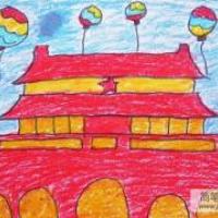 儿童画国庆节图片-红色中国