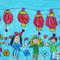 关于十一的儿童画-欢乐国庆
