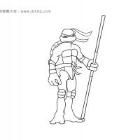 忍者神龟手握武士棒简笔画