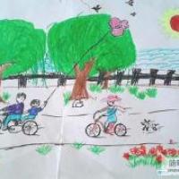 清明节主题儿童画图片：放风筝
