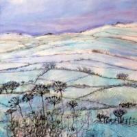 德比郡山的冬季风景油画作品欣赏
