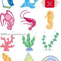 幼儿彩色海洋生物简笔画图片