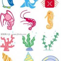幼儿彩色海洋生物简笔画图片