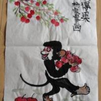 小猴得果儿童水墨画猴子作品赏析