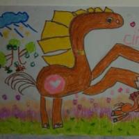 简笔水彩画图片大全-小马和妈妈赛跑