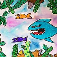 海底世界之凶狠的鲨鱼儿童画