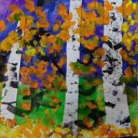 寂静的白桦林,秋天美丽景色儿童画分享
