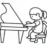 弹钢琴的小女孩简笔画 弹钢琴的小女孩简笔画步骤图片大全
