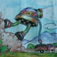 儿童科幻画《空气粉尘净化器》欣赏