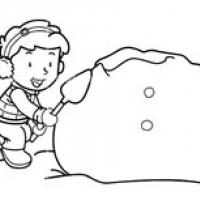 小男孩堆雪人简笔画图片_堆雪人的小男孩怎么画