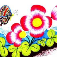 儿童水彩画教程 蝴蝶花和蝴蝶比美