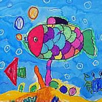 海底世界小花鱼儿童画