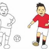 【小男孩踢足球简笔画】小男孩踢足球简笔画的画法步骤图片