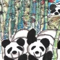 儿童水墨画《国宝熊猫》