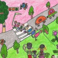 关于清明节的儿童画-全家去郊游