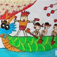 少年龙舟队端午节民俗画图片展示