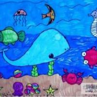 海底世界儿童画:游来游去