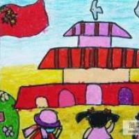 庆祝国庆节儿童画-我们对着祖国敬个礼