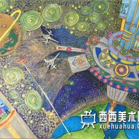 一等奖小学生获奖科幻画《太空电梯》赏析