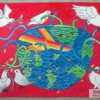 抗战70周年主题绘画-和平鸽构建的生活