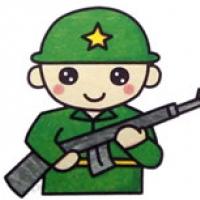 解放军的简笔画_拿枪的士兵解放军简笔画彩色图片