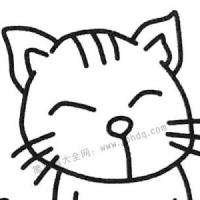 开心的小猫简笔画图片