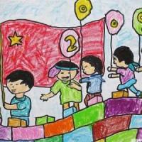国庆节登长城儿童画图片